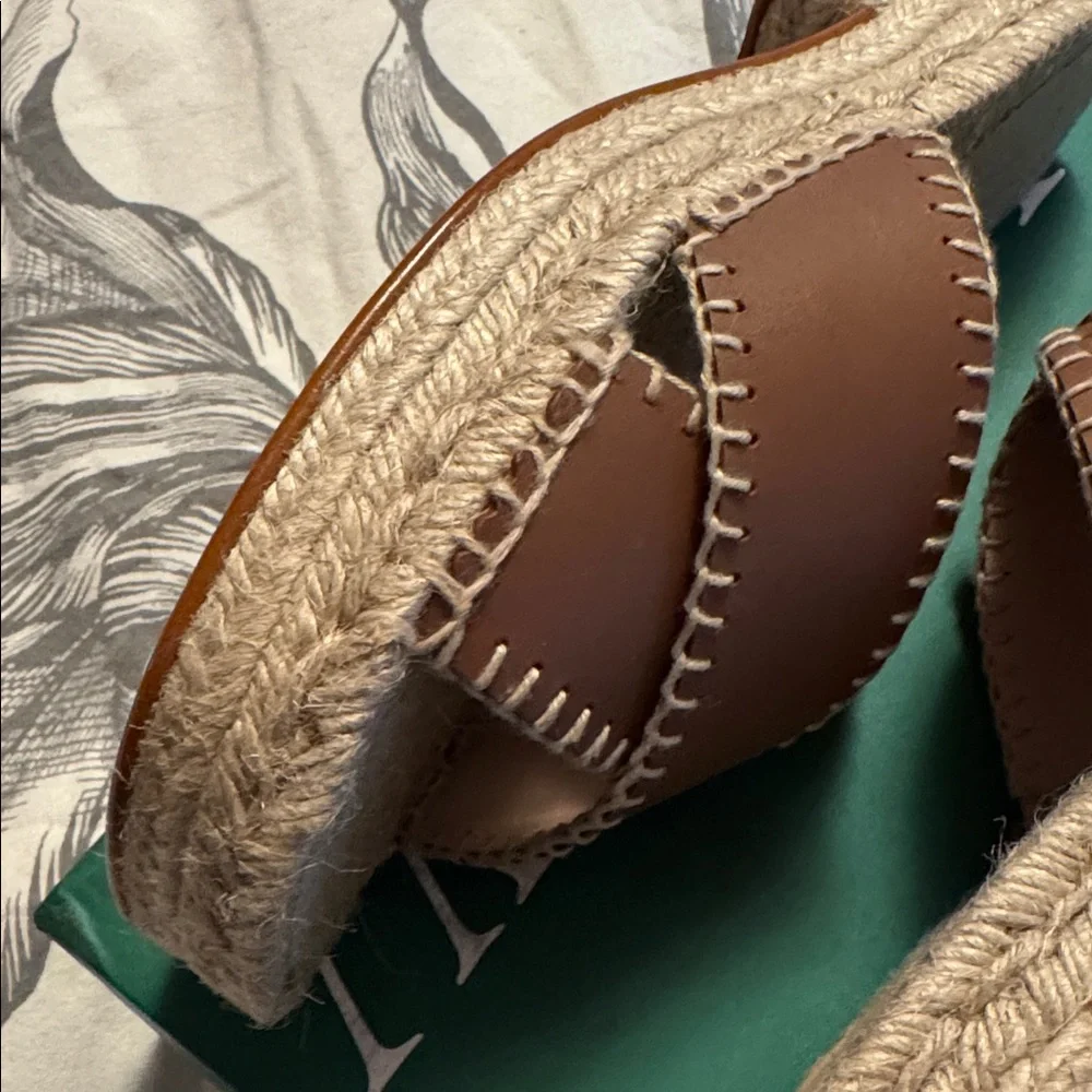 J.Crew Made-in-Spain block-heel espadrilles shoes in leather CJ765
